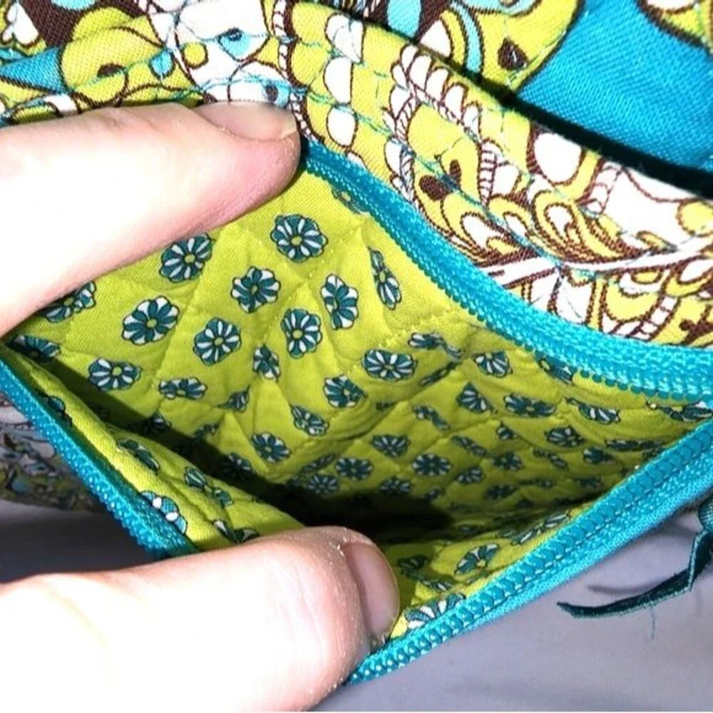 Vera Bradley Retired Peacock Turquoise Floral Quilted Fabric Tote Bag 12